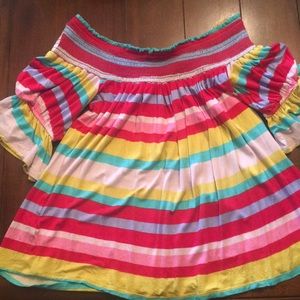Off shoulder striped top!